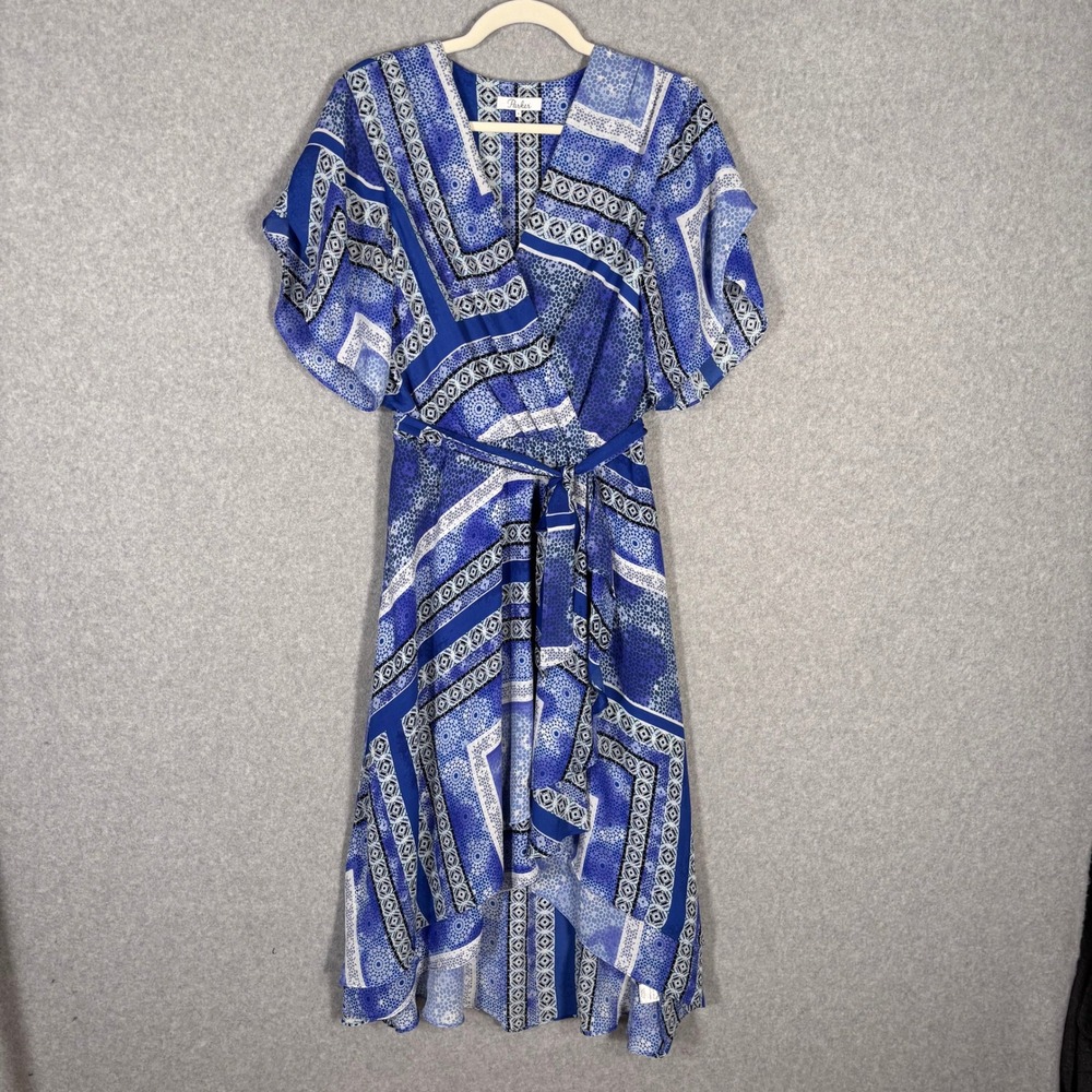 Parker Midi Wrap Dress‎ Small Dominica Handkerchief Patchwork Asymmetric Flowy